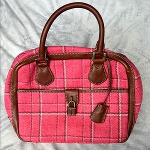 J.Crew Women's Tweed Plaid Wool Satchel Handbag with Bronze Hardware